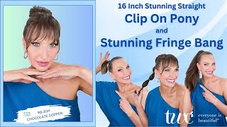 16 Inch Stunning Straight Clip On Pony & Stunning Fringe Bang in R6 30H CHOCOLATE COPPER
