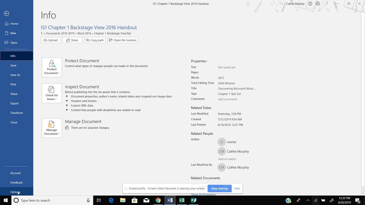Backstage File Tab Chapter 1 Backstage View or File Tab Part 4: Options Feature - YouTube
