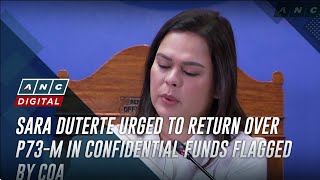 Sara Duterte urged to return over P73-M in confidential funds flagged by COA | ANC screenshot 3