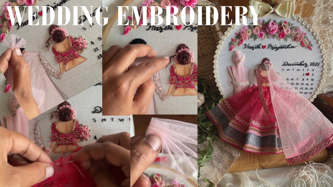 Step by step detailed wedding embroidery hoop making tutorial | wedding calendar embroidery tutorial