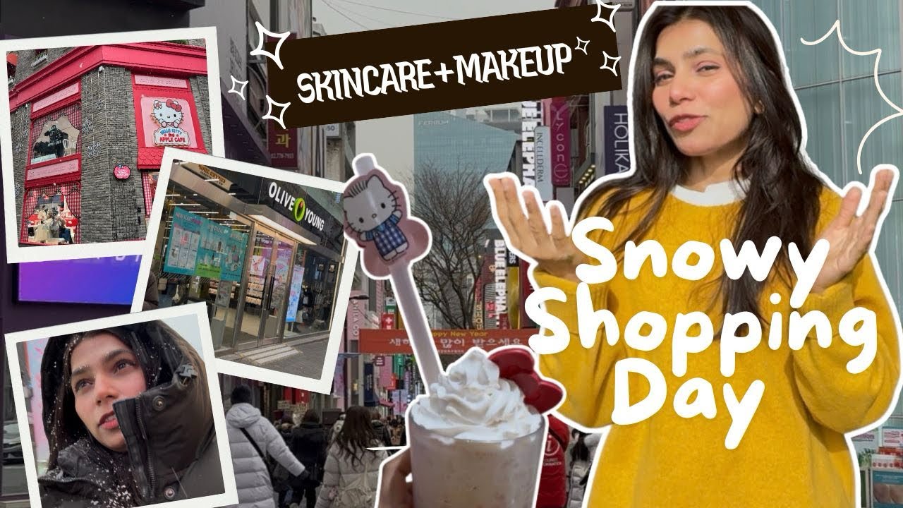 Snowy Day in Myeongdong🇰🇷 | Skincare/Makeup & Cozy Vibes❄️🛍️
