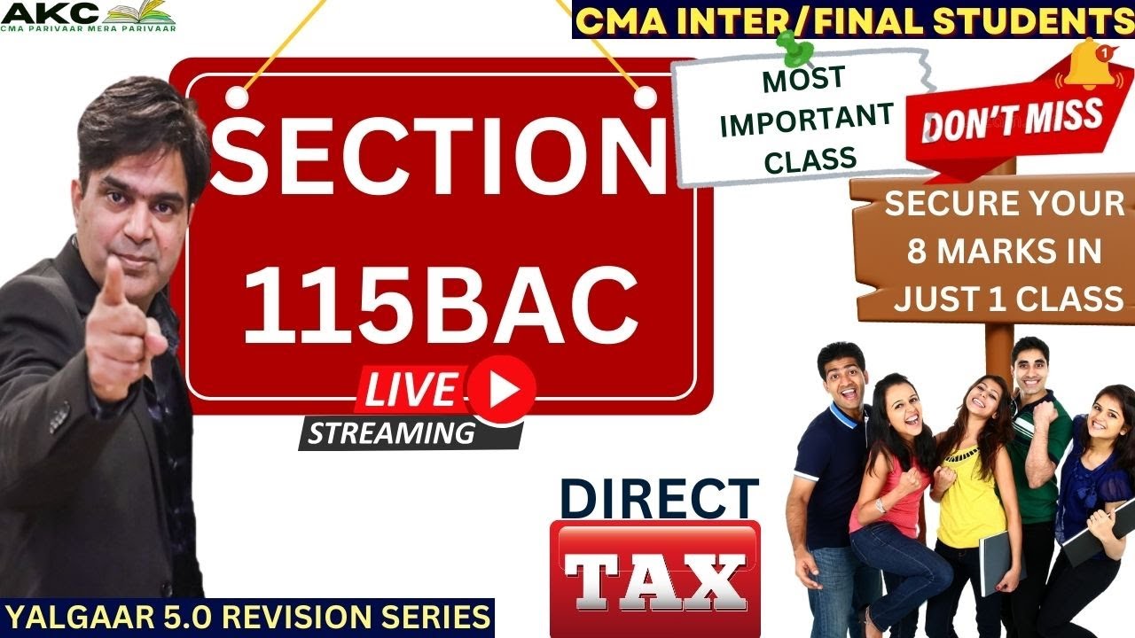 Revision of section 115bac direct tax cma inter final students jun