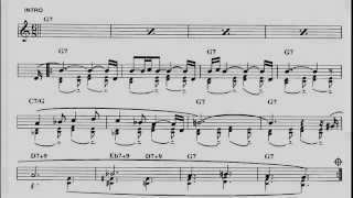 All blues backing track Miles Davis play along (C key) score piano - guitar chords