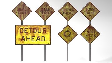 3D Model - Horror / Apocalyptic Road Signs