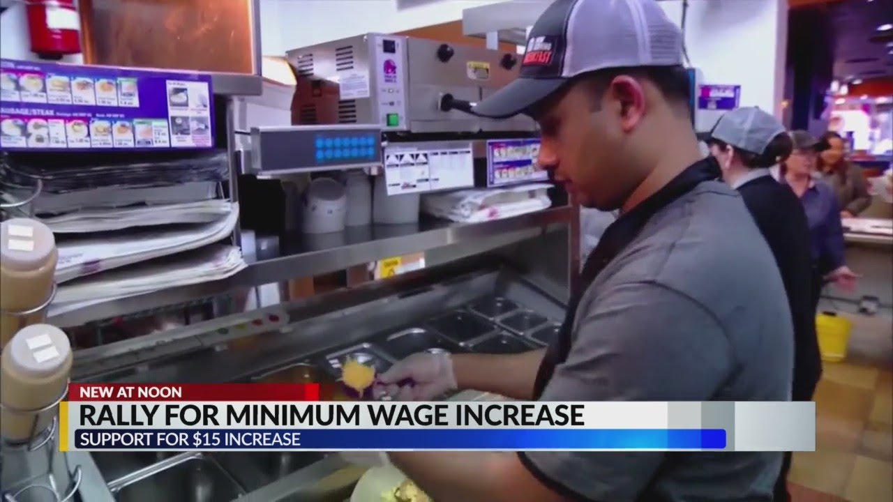 Rally for minimum wage increase - YouTube