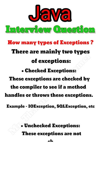 How many types of Exceptions in Java || Java Interview Questions # ...