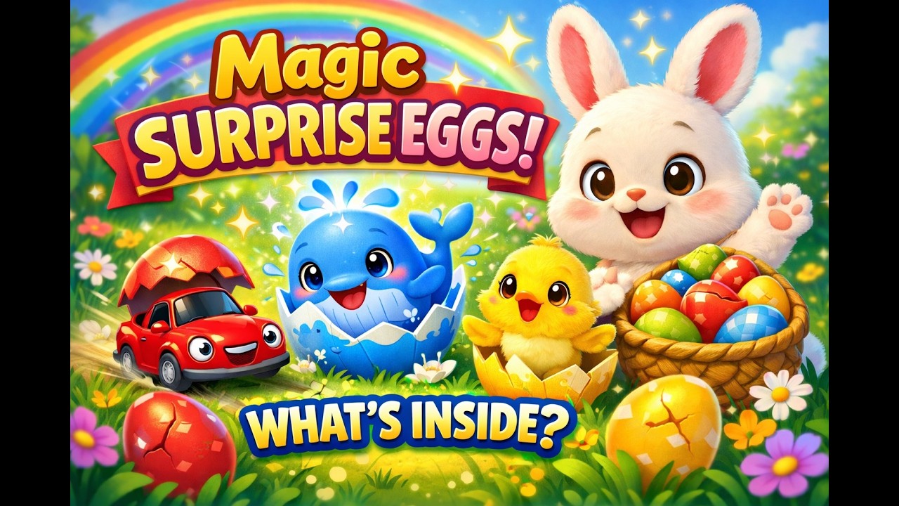 The Easter Bunny’s Magic Eggs 🐰🥚 | Fun Surprise Nursery Rhyme for Kids | Car, Whale & Chick Hatch!