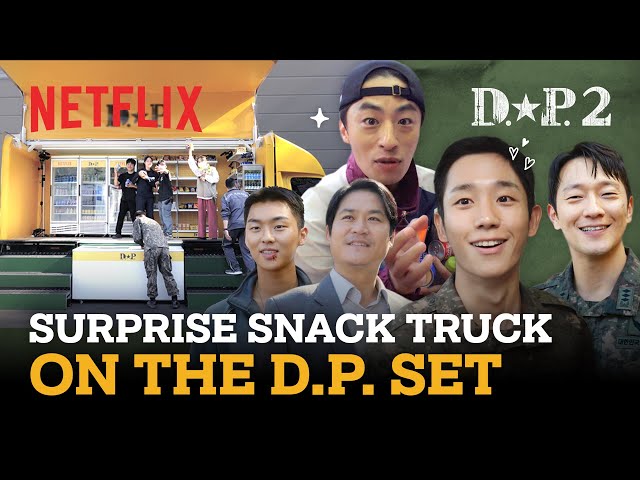 Surprising the D.P. 2 cast and crew with a snack truck [ENG SUB] class=