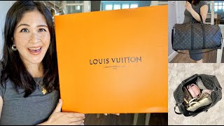 *BEST WEEKEND BAG* LOUIS VUITTON LV UNBOXING KEEPALL 55 *Bougie on a budget* What fits | Sam Loves