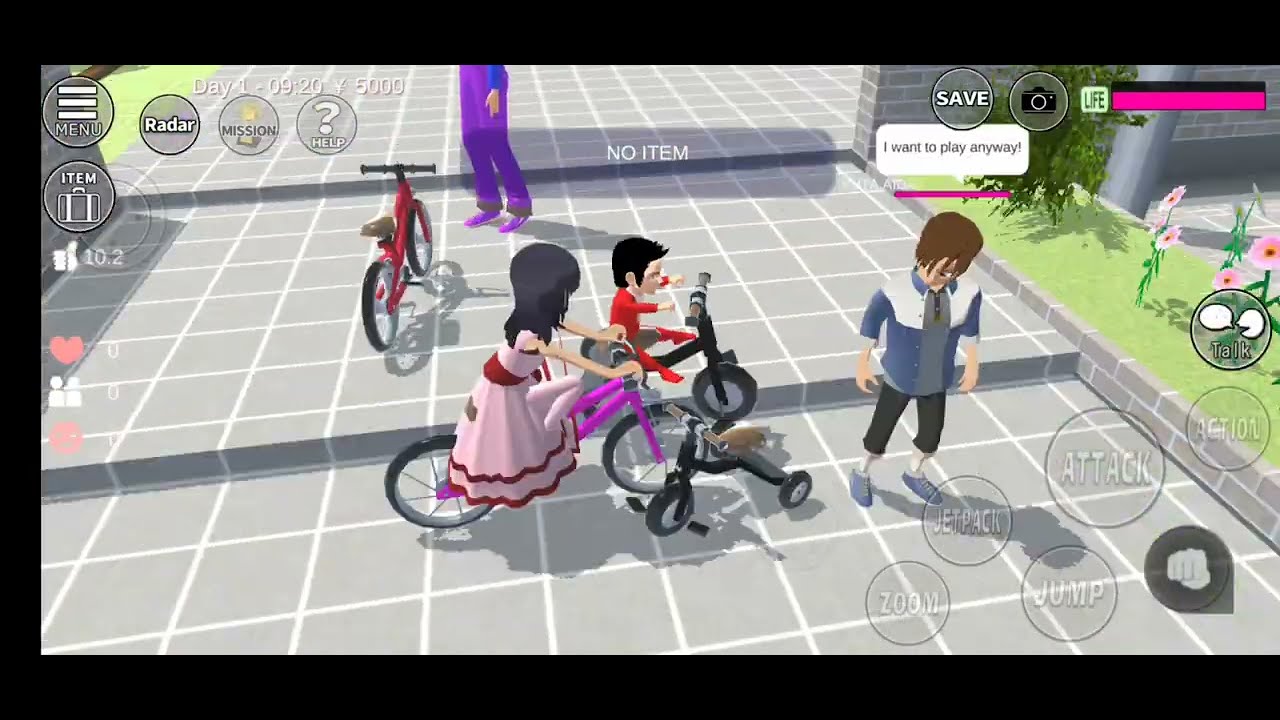 Taiga jatuh yuta mio bersepeda | sakura school simulator