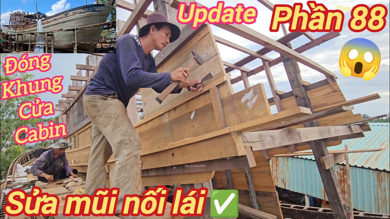 Sửa tàu cá p88☆Đóng khung cửa cabin và vô áp ra miệng sau lái