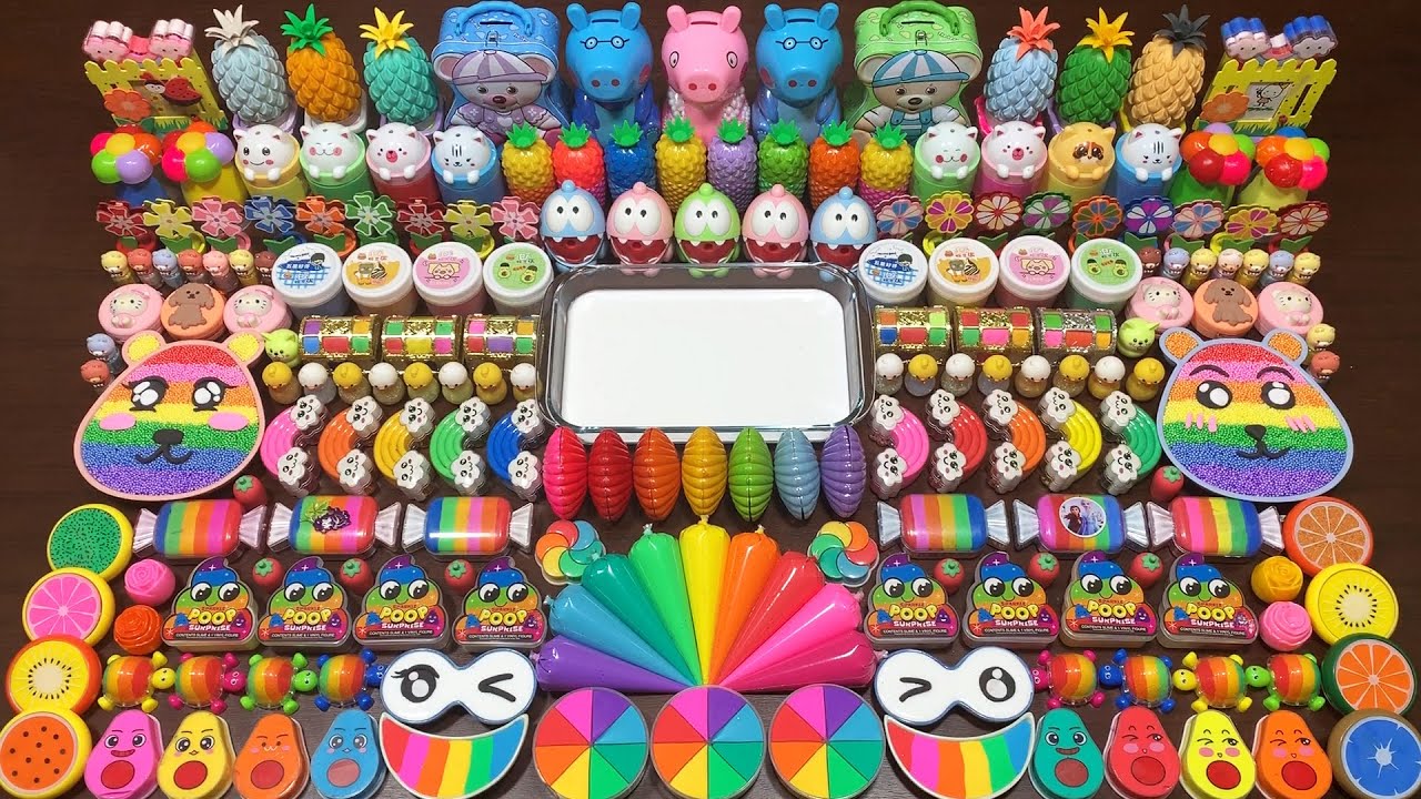 RELAXING WITH CLAY PIPING BAG & ENJOY FOAM SLIME and GLITTER | Mixing Random Things Into Slime 