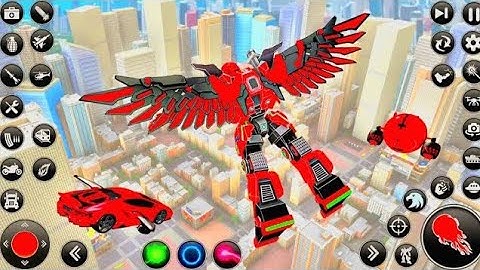 Flaying hawk robot car game.tobot hero saving city ! Mobile gameplay
