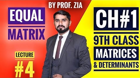 EQUAL MATRIX || 9TH CLASS | CH #1 ||MATRICES & DETERMINANTS || URDU HINDI
