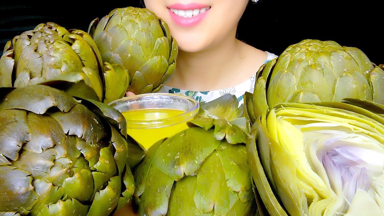 ASMR BOILED ARTICHOKES with MELTED BUTTER  | Eating Sounds No Talking | TracyN ASMR