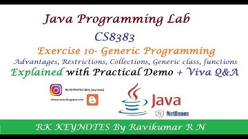 #12 (Java Lab Ex 10) Generic Programming | CS8383 |Generic Class | Generic Method | RK KEYNOTES | RK