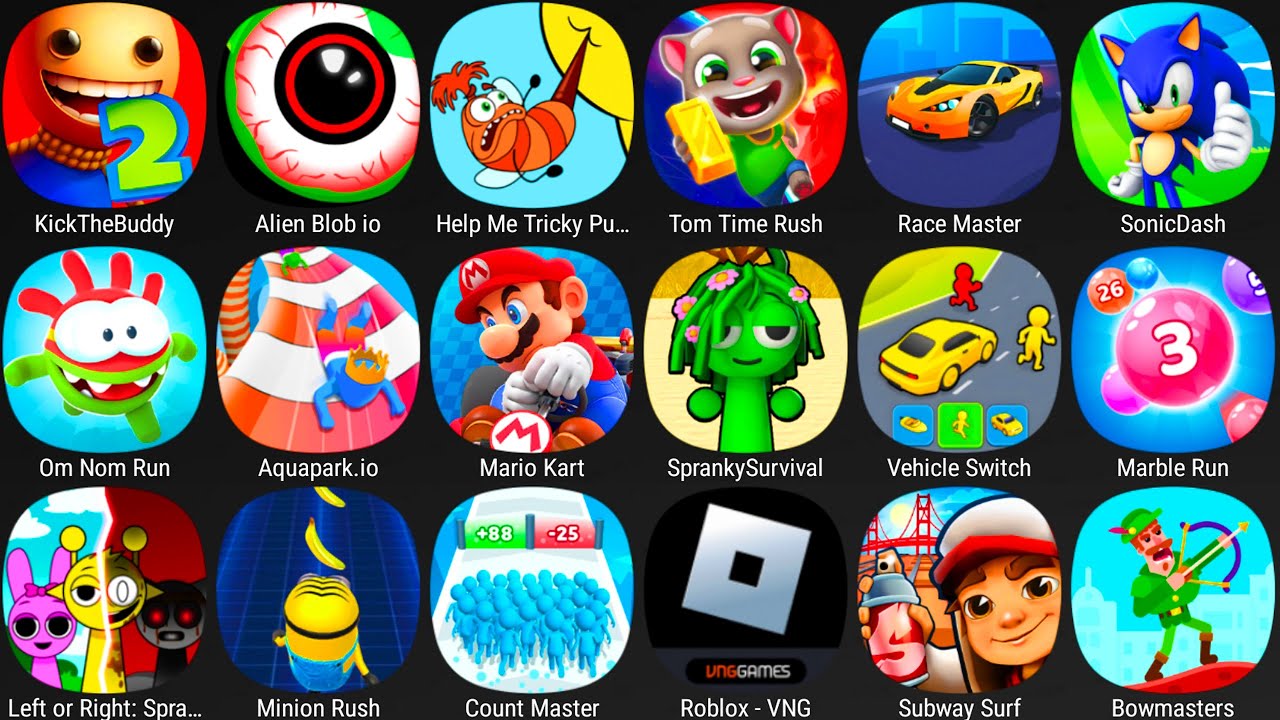 Sprunki Survival,Subway Surf,Vehicle Switch,Bowmasters,Sonic Dash,Tom Time Rush,Race Master,Roblox..