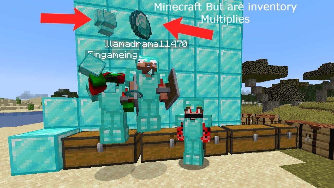 Minecraft BUT if we take damage are inventory MULTIPLIES - YouTube