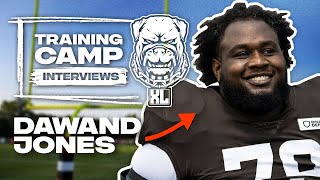 Dawand Jones on facing Myles Garrett, O-Line room, and year 3 improvements | Training Camp Interview
