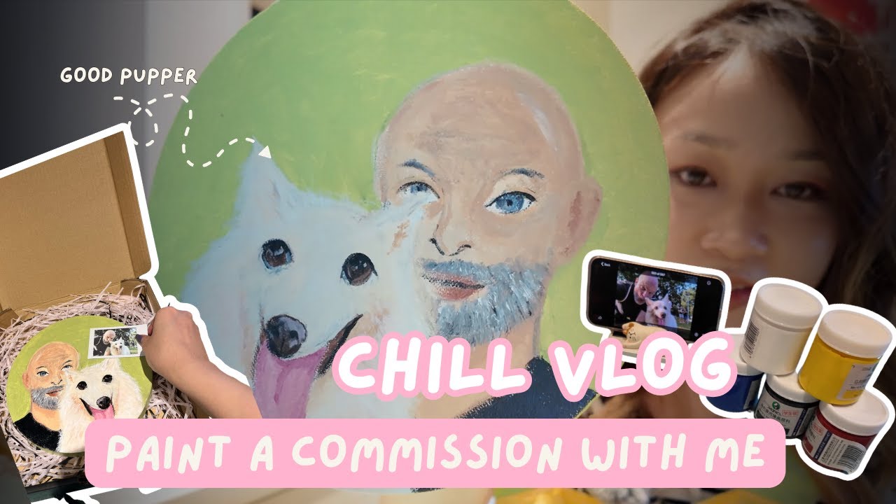 Cozy Painting Vlog| Paint a Commission with Me!| Painting good boi that ...