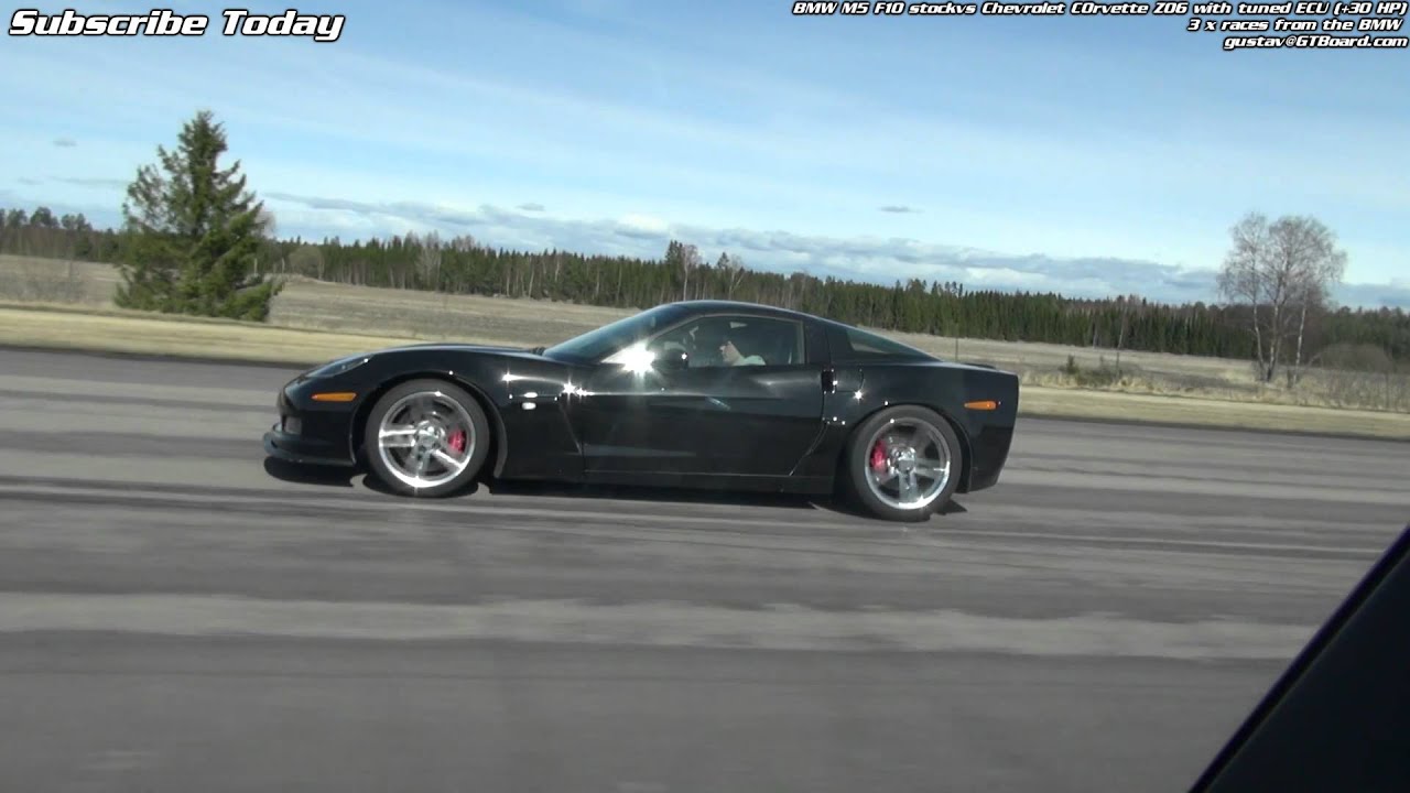 Bmw M5 F10 Vs Corvette Z06 With Aftermarket Ecu X 3 Races From The Bmw M5 Bmw M5 F10 Bmw M5 Bmw Cars
