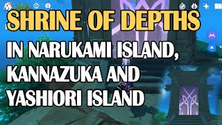 Locate all Shrine of Depths in the Narukami Island, Kannazuka and Yashiori Island areas of Inazuma Locate all Shrine of Depths in the Narukami Island, Kannazuka and Yashiori Island areas of Inazuma