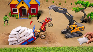 Diy mini tractor heavy trolley an sand loading stuck in mud science project @sanocreator