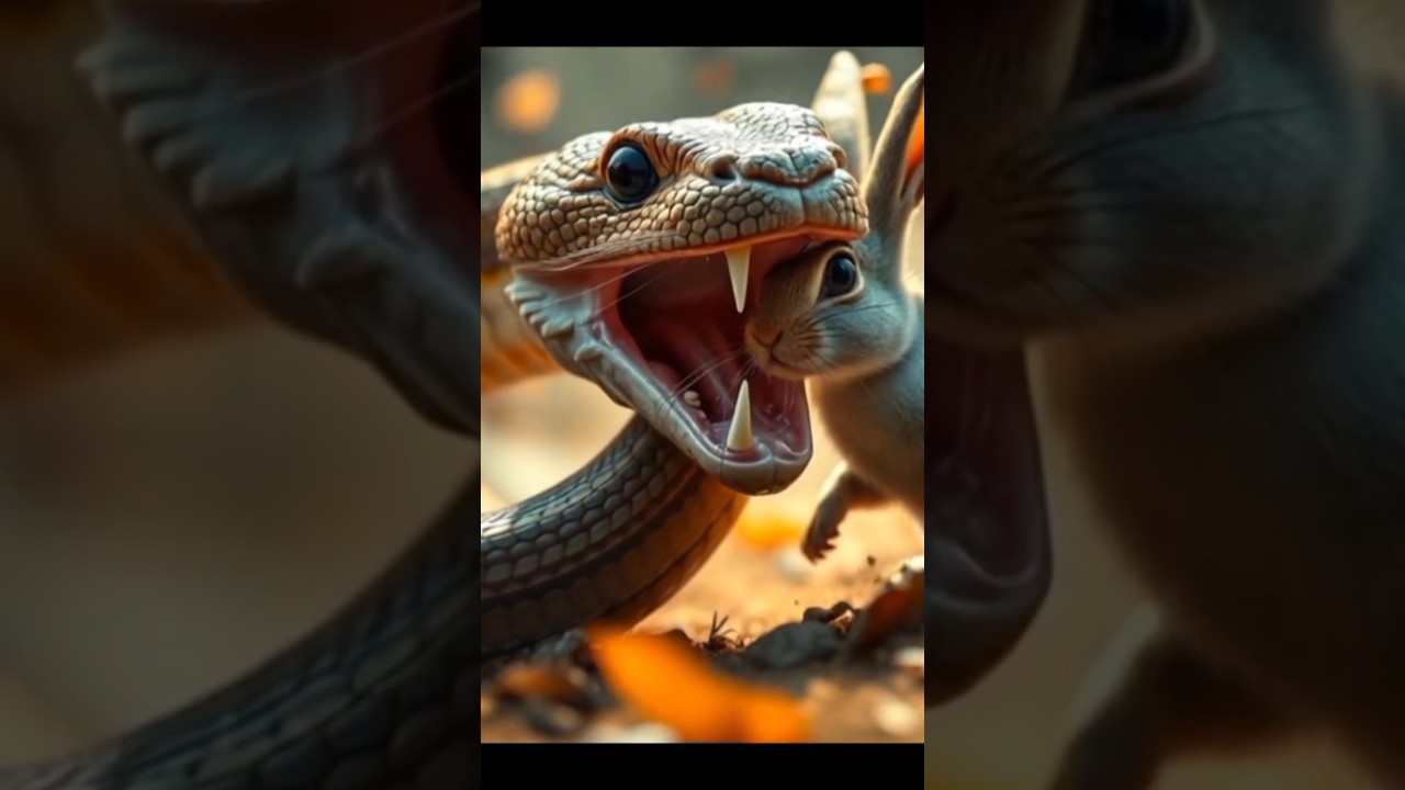 Rabit save kitten life from snake