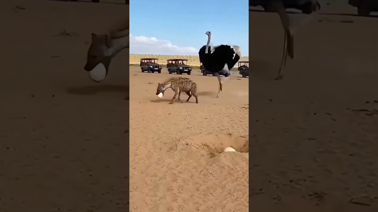 Ostrich Fights Hyena to Protect Her Egg 🥚🔥