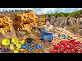 A strong farmer has won many Gems and gold At the foot of the mountain