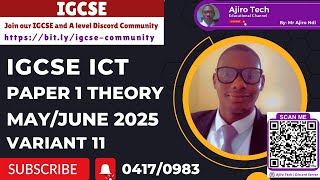 IGCSE ICT (0417/0983) Paper 1 Theory May June 2025 Variant 11