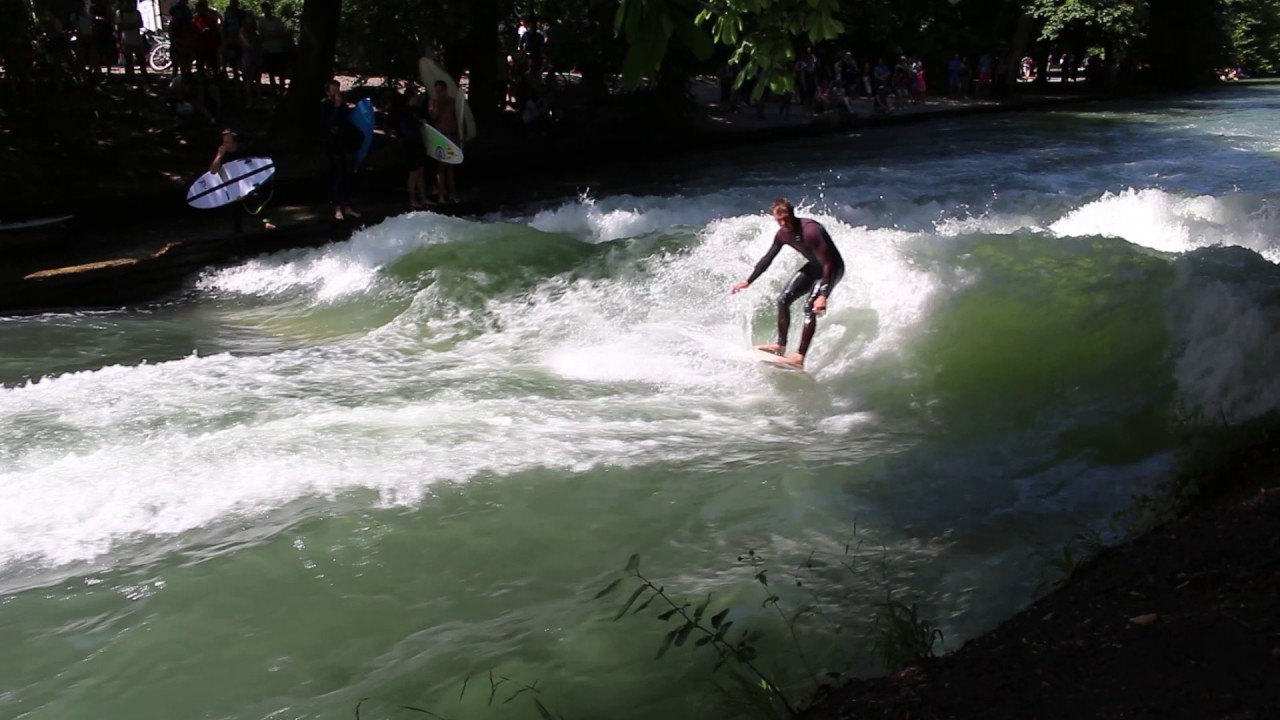 Munich Eisbach River Surfing In Munich S English Garden Youtube