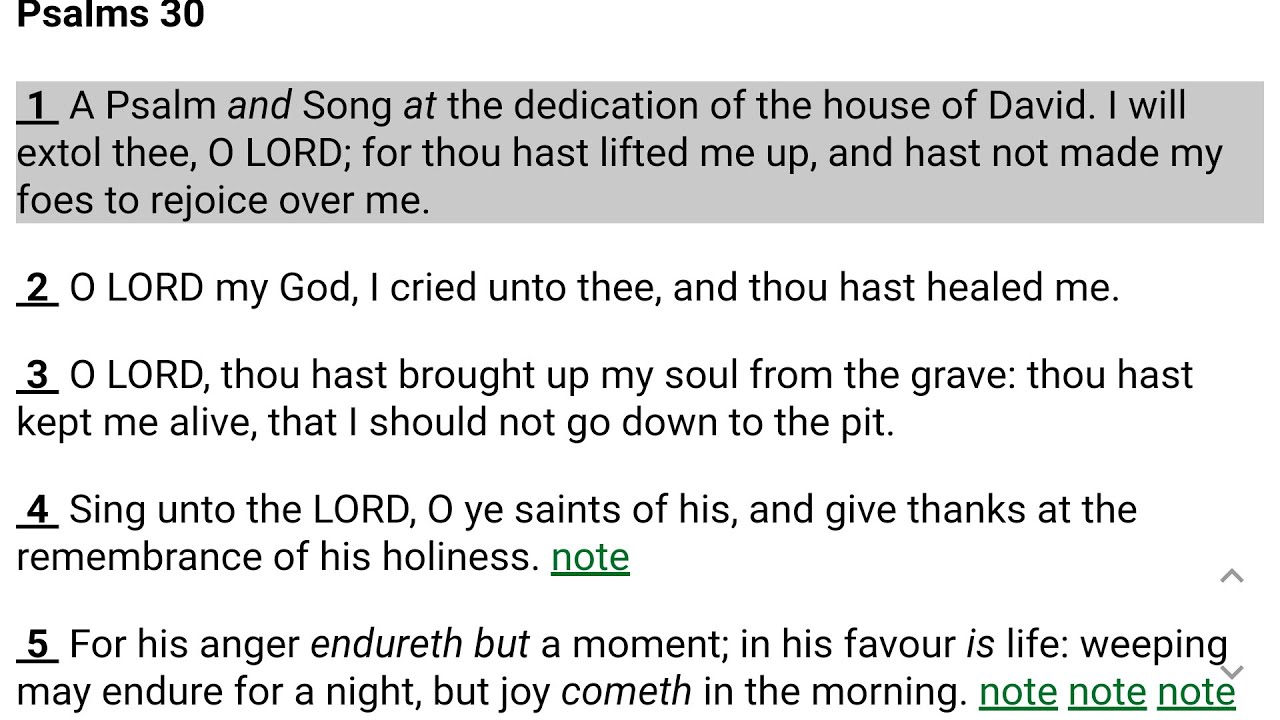 Psalm 30 (Weeping May Endure For A Night But Joy Comes In The Morning) -  Youtube