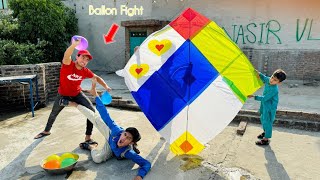 7 Feet ColourFul Gudda Vs Balloon Fight Abubakar With School 🎒