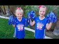 Sisters LIVE CHEERLEADING at School Football Game! 📣 Halftime Performance