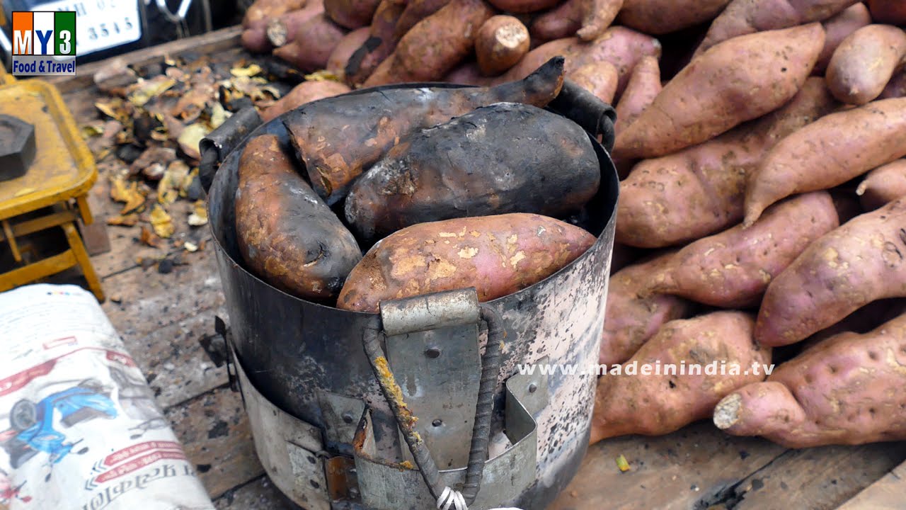 Sweet Potato Fry | SWEET POTATO ON COB | ROAD SIDE FOOD | 4K VIDEOS | MUMBAI STREET FOOD street food