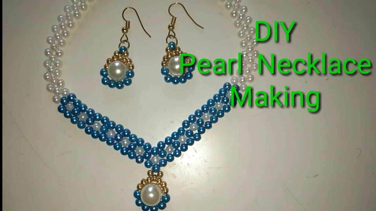 DIY PEARL NECKLACE MAKING AT HOME / BEADS NECKLACE DESIGNS / How to ...