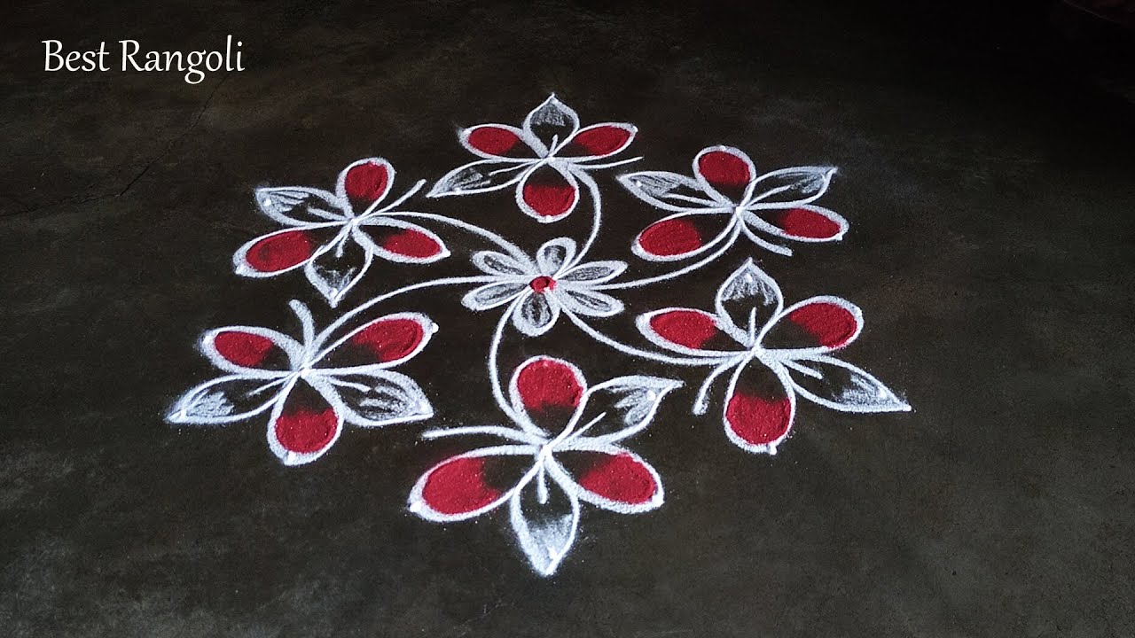 Best flowers rangoli design//Holi festival special rangoli design with
