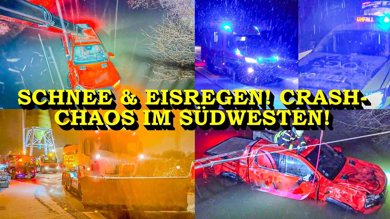 +++ SCHNEE & BLITZEIS IM SÜDWESTEN | VIELE UNFÄLLE +++ FEUERWEHR & WINTERDIENSTE im DAUEREINSATZ