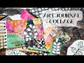 Mixed media art journal collage using handmade collage papers and mark making