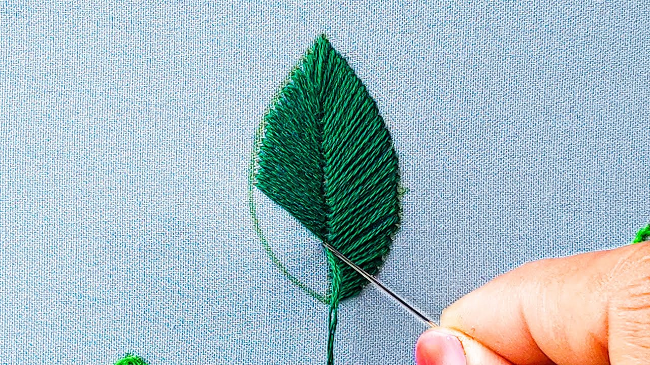 Hand Embroidery Leaf Stitch Tutorial(part 3) _ Amazing Embroidery