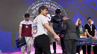 Награждение победителя и призёров первенства России 2024 до 21 года в Грозном, в в/к до 86 кг.