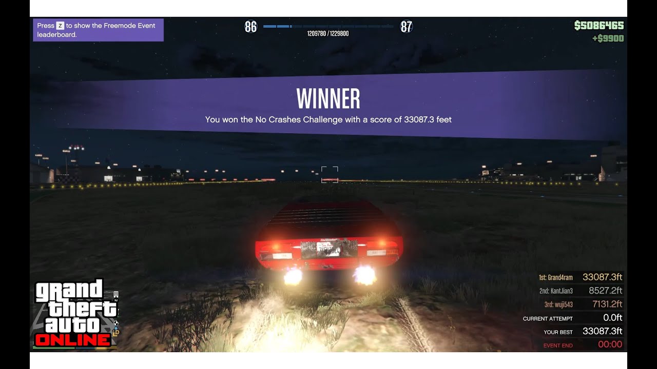 GTA 5 Online Event NO CRASH CHALLENGE With 33087.3 feet