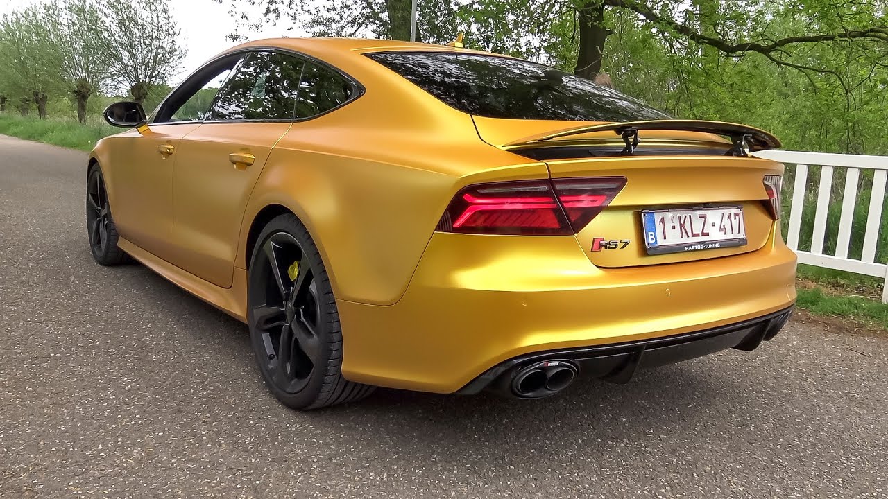 Audi RS7 C7 with Decat Akrapovic Exhaust - LOUD Revs, Accelerations & Crackles !