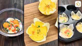 【お弁当にもぴったり】春巻きの皮で作る！ミニカップオムレツ｜クラシル #Shorts