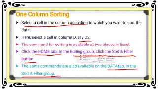 Ch - 2 Sorting Data One Column Sorting Class 7 Computer Science