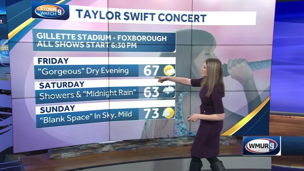 Meteorologist Jacqueline Thomas takes a look at Taylor Swift concert forecasts for Gillette Stadium