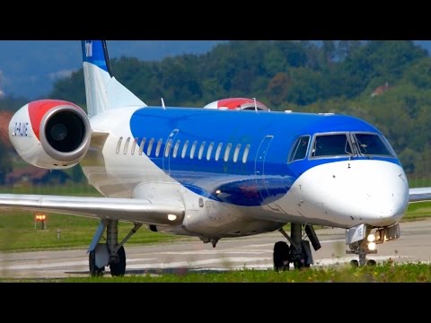 Friendly Pilots Waving! 👋 BMI Regional Embraer ERJ-145 Takeoff at Bern Airport 🇨🇭✈️