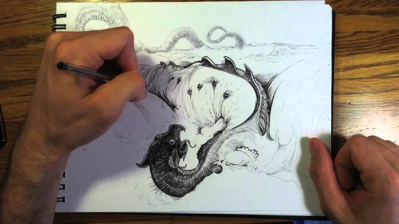 Speed Drawing of a Dragon: Doré's Leviathan: JUDAH video