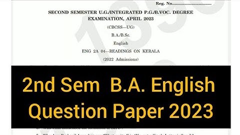 READINGS ON KERALA          |         2nd Semester  B.A. English   Question Paper 2023  #calicut